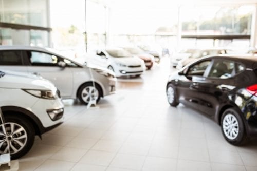 cars on showroom floor