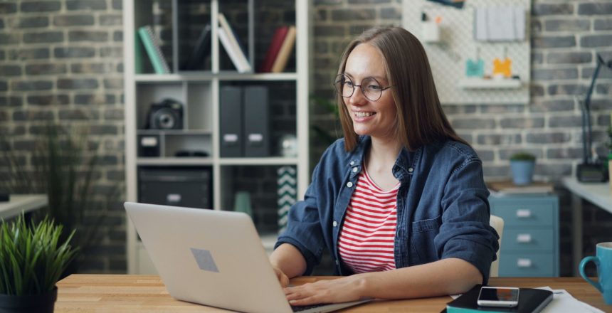 woman working in home office