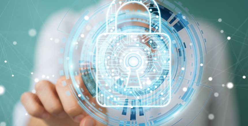 Businesswoman,On,Blurred,Background,Hacking,Security,System,3d,Rendering