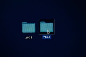 two folders on a desktop, 2023 to 2024