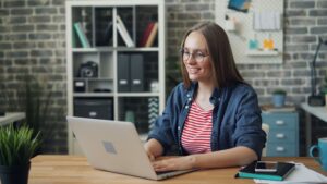 woman working in home office